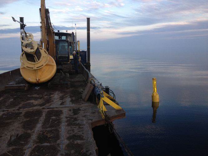 Barge Collecting Weather Bouy Orillia, Barrie, Simcoe, Muskoka