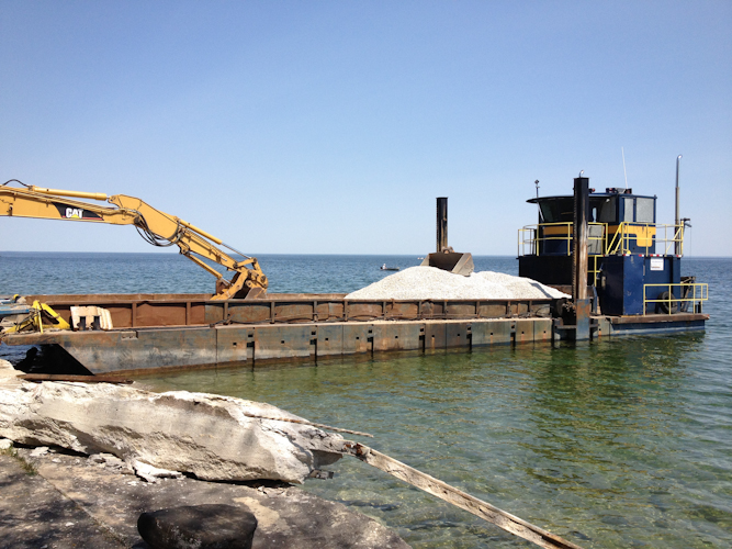 Loading Material on to Barge