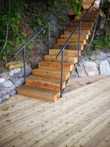 Wood and Steel Stringer Staircase