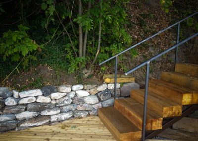 Wood and Steel Stringer Dock Staircase